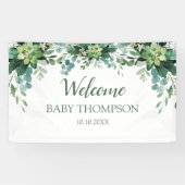 Greenery Welcome baby  Banner backdrop 横断幕 (横)