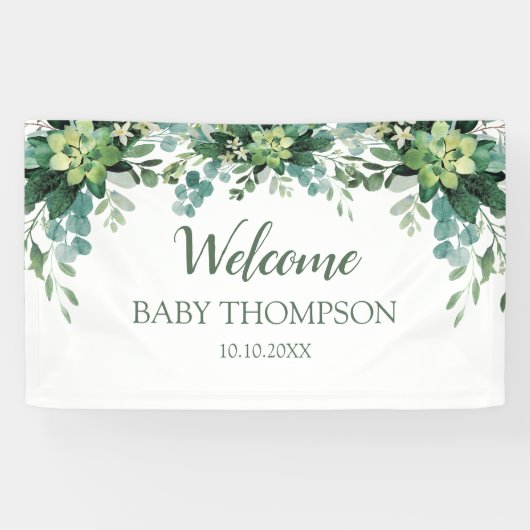 Greenery Welcome baby  Banner backdrop 横断幕 (横)