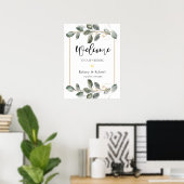 Greenery Welcome Wedding sign Poster ポスター (ホームオフィス)