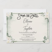 Greenery Whimsical Save The Date Invitation 招待状 (正面)