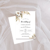 Greenery White Floral Wedding 招待状