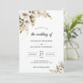 Greenery White Floral Wedding 招待状 (スタンド正面)
