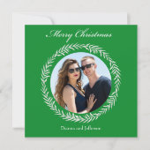 Greenery White Leaves Wreath enclosing your photo シーズンカード (正面)