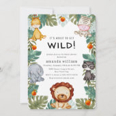 Greenery Wild Forest Sarafi Animals Baby Shower 招待状 (正面)