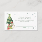 Greenery Winter Snowman Diaper Raffle Baby Shower エンクロージャーカード (正面)