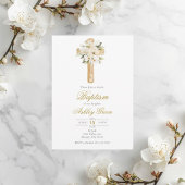 Greenery with cross Baptism 招待状