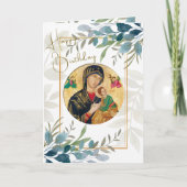 Greenery with Double Gold Frame Orthodox Birthday  カード (正面)