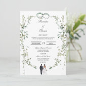 Greenery wreath Spanish Wedding Invitation 招待状 (スタンド正面)