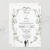 Greenery wreath Spanish Wedding Invitation 招待状 (正面/裏面)