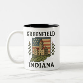 Greenfield Indiana Courthouse Patriotic Mug ツートーンマグカップ