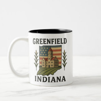 Greenfield Indiana Courthouse Patriotic Mug ツートーンマグカップ