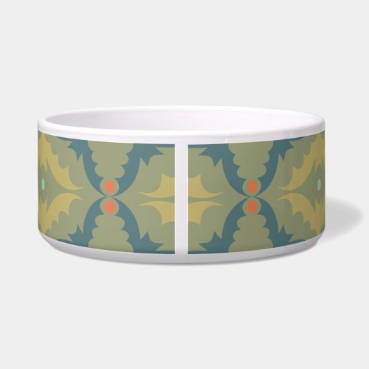 Greenish Retro Vintage Pattern ボウル (裏面)