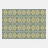 Greenish Retro Vintage Pattern ラッピングペーパーシート (正面)