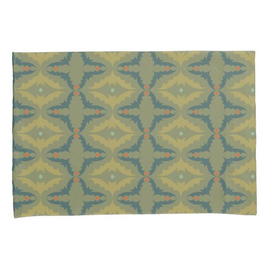 Greenish Retro Vintage Pattern 枕カバー (正面右)