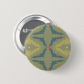 Greenish Retro Vintage Pattern 缶バッジ (正面&裏面)