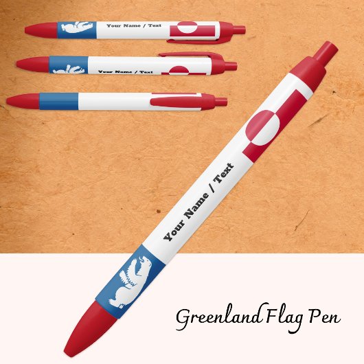 Greenlan Flag Pen, Bear, Greenland / Promotional 黒ボールペン