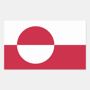 Greenlandの旗が貼られた長方形のシール 長方形シール