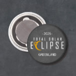 Greenland 2026 Eclipse マグネット<br><div class="desc">A bold souvenir from the 2026 total solar eclipse in Greenland. The design features a bright crescent moon and starburst crossing the word eclipse. Clean lettering and a dark background make it easy to read. A great magnet for eclipse watchers, astronomy fans, and travelers chasing totality. Custom 2026 Eclipse Magnet...</div>