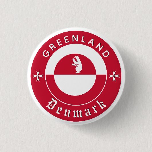 Greenland Button, Polar Bear, Greenland Flag 缶バッジ (正面)