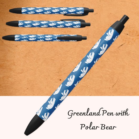 Greenland Emblem Pen, Blue, Business, Polar Bear 黒ボールペン