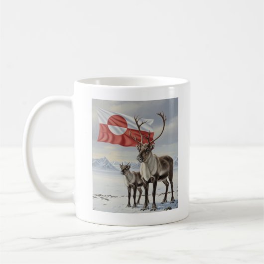GREENLAND flag and arctic reindeer Coffee Mug コーヒーマグカップ (左)