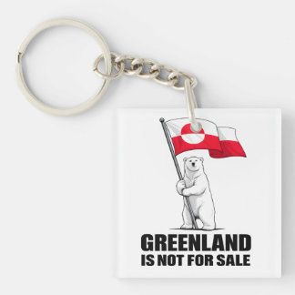 Greenland Is Not for Sale Polar Bear With Flag キーホルダー