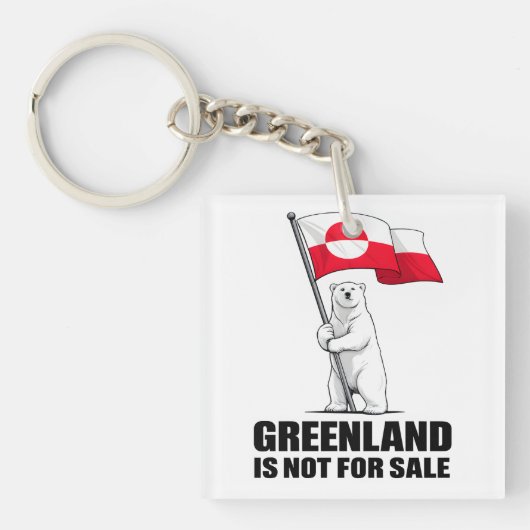 Greenland Is Not for Sale Polar Bear With Flag キーホルダー (正面)