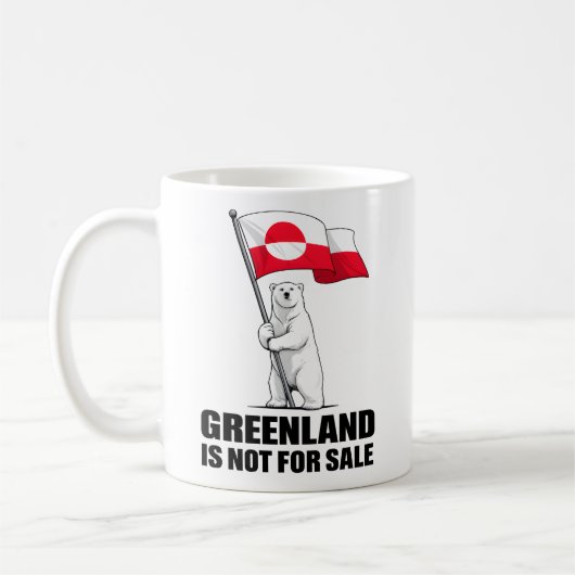 Greenland Is Not for Sale Polar Bear With Flag コーヒーマグカップ (左)
