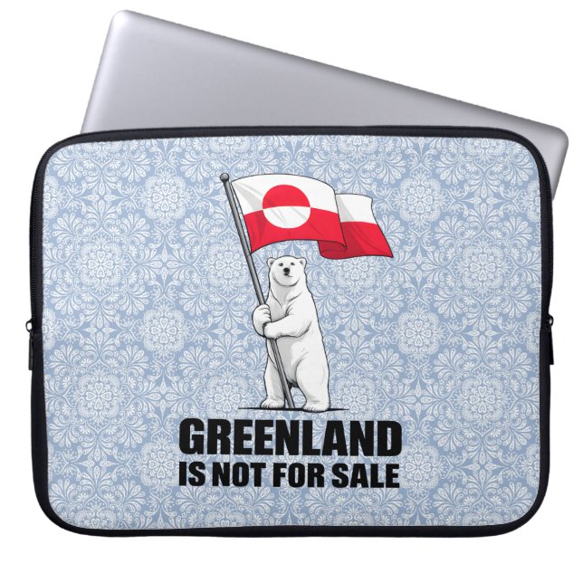 Greenland Is Not for Sale Polar Bear With Flag ラップトップスリーブ (正面)