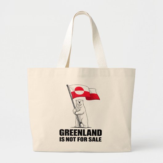 Greenland Is Not for Sale Polar Bear With Flag ラージトートバッグ (正面)
