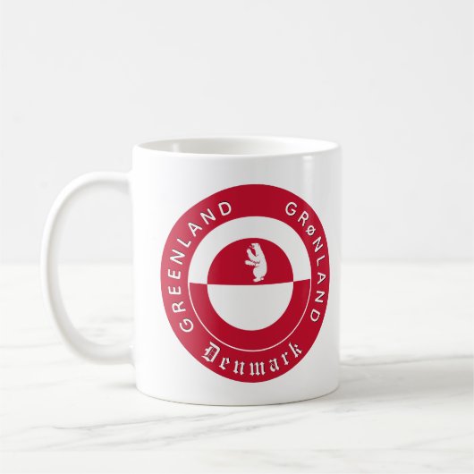 Greenland Mug, Bear, Patriotic Greenland Flag コーヒーマグカップ (左)