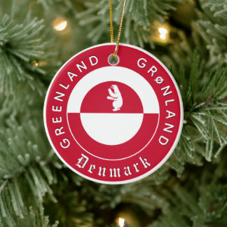 Greenland Ornament, Bear, travel, Greenland Flag セラミックオーナメント