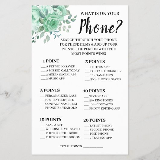 GreenRosesシャワーゲームカード チラシ (正面)