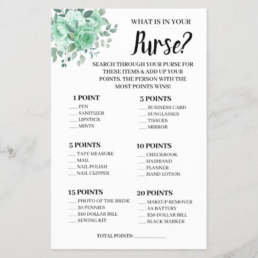 GreenRosesシャワーゲームカード チラシ (正面)