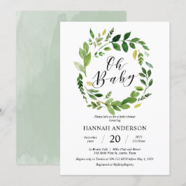 Greenry Ohベビーシャワーの脚モダン本 招待状