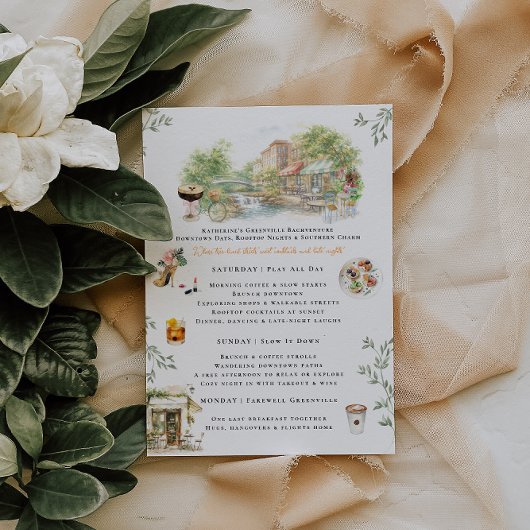 Greenville SC Bachelorette Weekend Itinerary 招待状