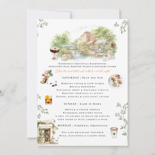 Greenville SC Bachelorette Weekend Itinerary 招待状 (正面)