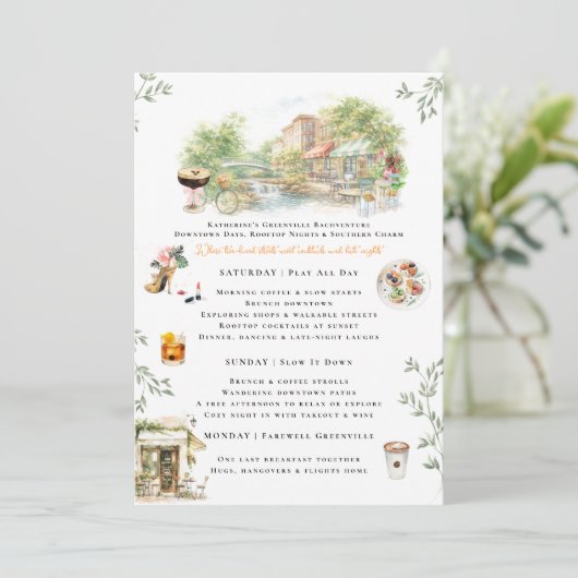 Greenville SC Bachelorette Weekend Itinerary 招待状 (スタンド正面)