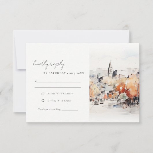 Greenville South Carolina Landscape Wedding 出欠カード (正面)