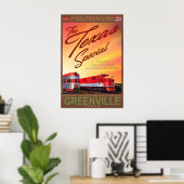 Greenville Texas Special Retro Train Poster MKT ポスター (ホームオフィス)