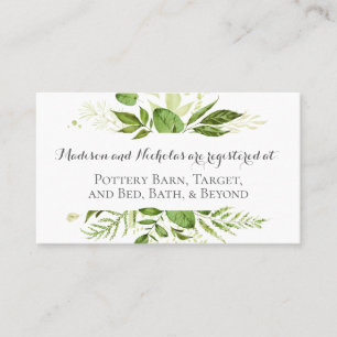 GreenWeddingの登録の挿入物は素朴な緑の草木を梳きます 名刺