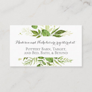GreenWeddingレジストリ挿入カード素朴緑 名刺