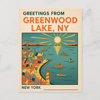Greenwood Lake NY レトロ トラベル ポストカード