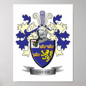 Greer Family Crest Coat of Arms ポスター (正面)