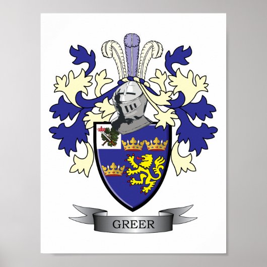 Greer Family Crest Coat of Arms ポスター (正面)