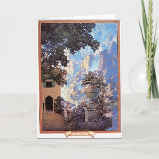Greetin card with 'Sunrise' by Maxfield Parrish カード (正面)