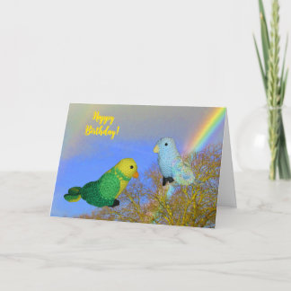 Greeting Card - Blue and Green Birds サンキューカード
