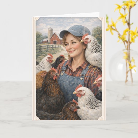 Greeting Card Country Chicks  カード (黄色い花)