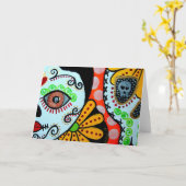 Greeting card Day of the Dead "Dos Caras" カード (黄色い花)