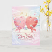 Greeting Card - Kissing Hearts "Love Notes" カード (黄色い花)